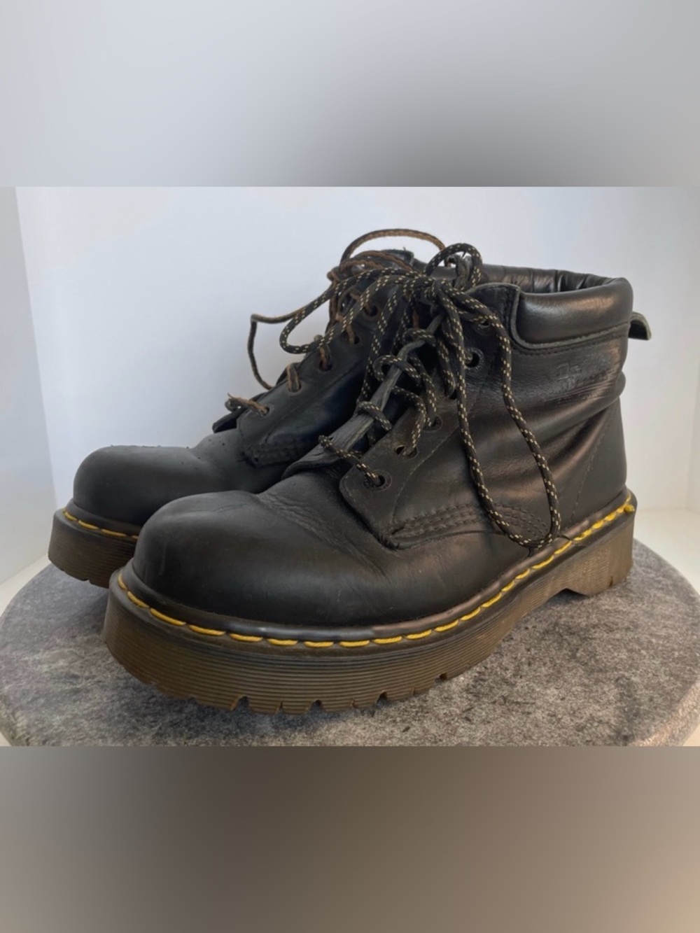 Vintage Dr Martens Black Leather Lace Up Boots 7